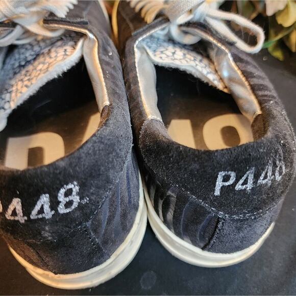 P448 JOHN ZEBRA METALLIC STRIPE BLACK SNEAKER SIZE 40 (9/9.5) - Picture 5 of 11